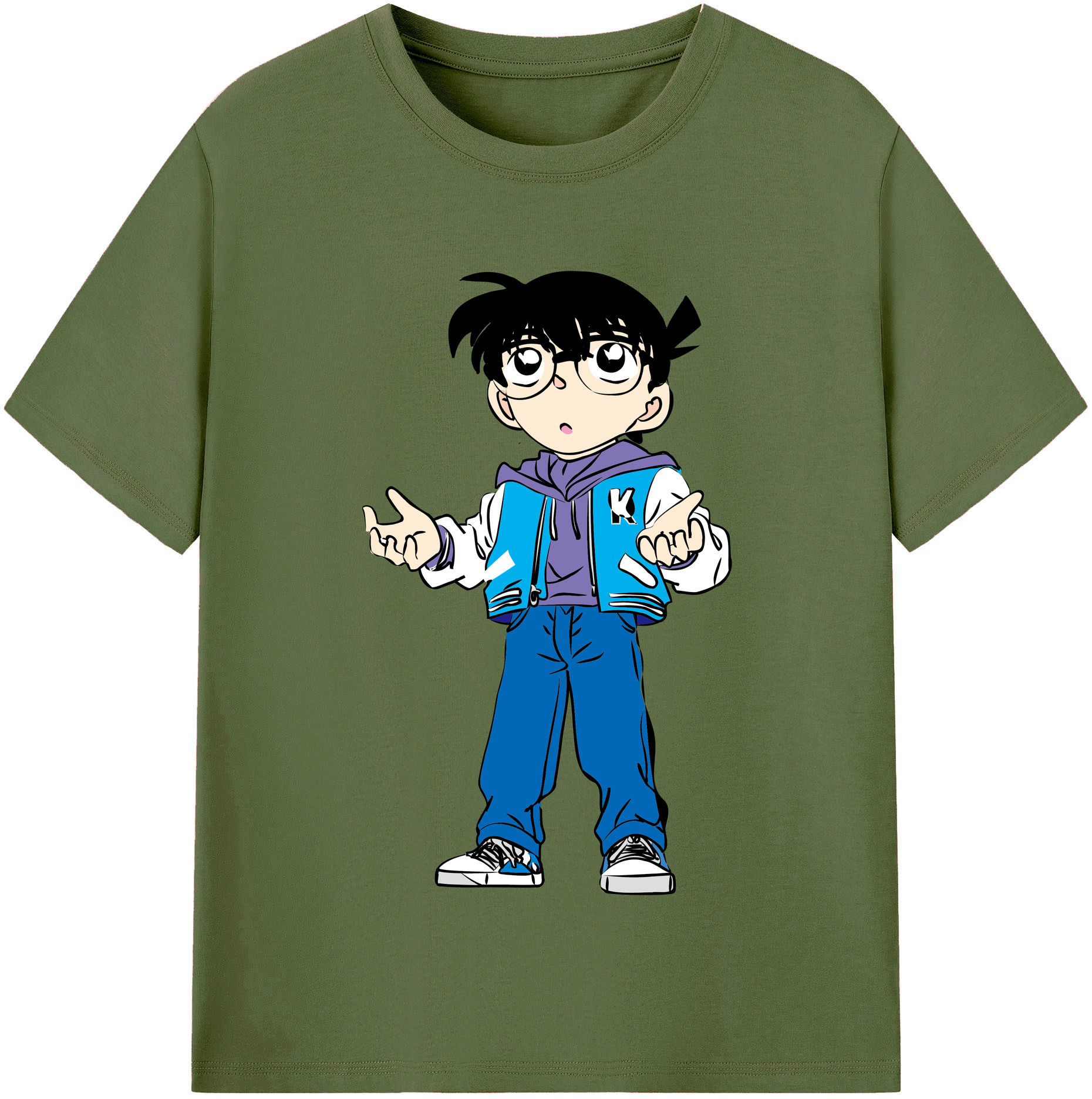 （画像用） 名探偵コナン 江戸川 コナン Detective Conan Conan Edogawa 綿100％半袖Tシャツ（フロントプリント）